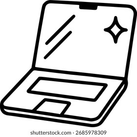 Icono de Vector del ordenador portátil. Ilustración de contorno simple de una computadora portátil, que simboliza la tecnología, Internet, el trabajo en línea, la comunicación digital y los negocios modernos.