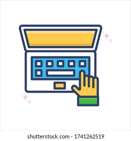 laptop vector icon style illustration. Startup and New Business outline filled symbol icon. EPS 10