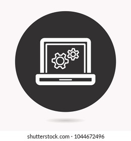 Laptop vector icon. White illustration isolated on black background for graphic and web design.