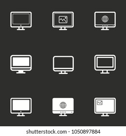 Laptop vector icon. White illustration isolated on black background for graphic and web design.