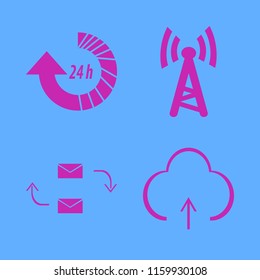 laptop vector icons set. with upload, update hours, response letter and wi fi in set