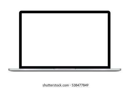 Laptop vector illustration with blank screen isolated on white background, white aluminium body . Vector Illustration. Eps10.