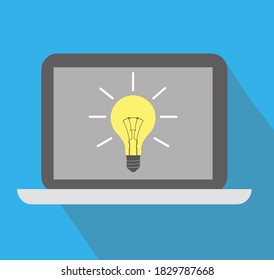 Ilustración vectorial portátil con diseño de idea de bombilla.