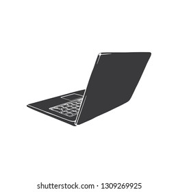 laptop vector illustration. laptop line drawing