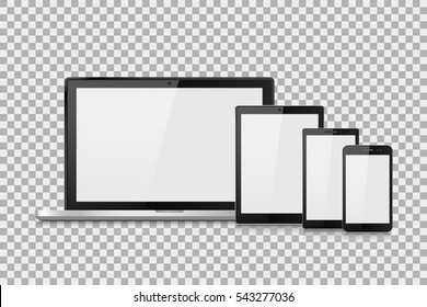 laptop vector illustration modern phone and tablet on isolate background, vector illustration EPS10