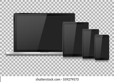 laptop vector illustration modern phone and tablet on isolate background, vector illustration EPS10