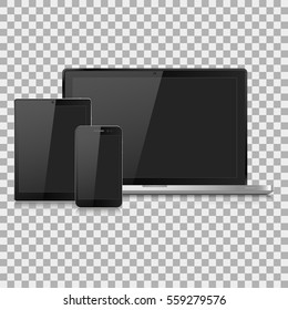 laptop vector illustration modern phone and tablet on isolate background, vector illustration EPS10