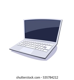 Laptop vector illustration, Notebook metallic color with a blank screen angle