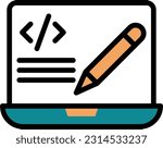Laptop Vector illustration on a transparent background. Premium quality symmbols. Line Color vector icons for concept and graphic design.