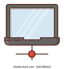 laptop Vector illustration on a transparent background. Premium quality symbols.Vector line flat color icon for concept and graphic design.