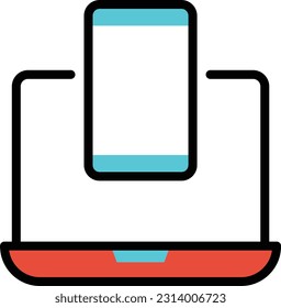 ilustración del vector portátil en un fondo transparente. Símbolos de calidad superior. Iconos vectoriales de color de línea para el concepto y el diseño gráfico.