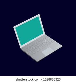 laptop vector illustration,  silver, dark background
