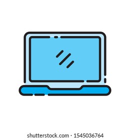laptop vector illustration with simple filled line design isolated on white background. Laptop icon, computer icon 