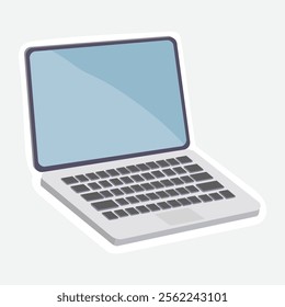 Laptop Vector Illustration Sticker. Vector sticker of a sleek laptop. Perfect for tech, office, and online education designs