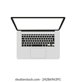 Ilustración del vector del ordenador portátil, vista superior. Ordenador, PC, dispositivo, pantalla