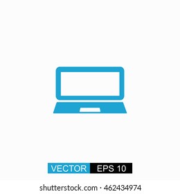 Laptop vector. Isolated blue icon on white background.