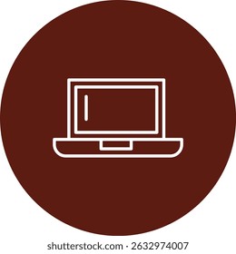 Laptop Vector Line Circle Icon Design