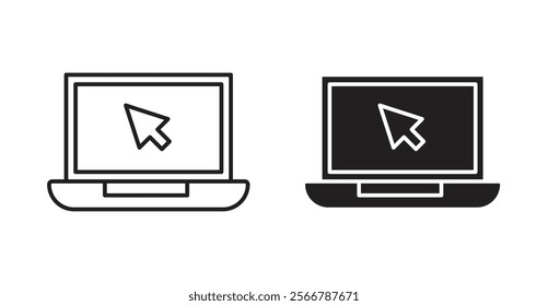 Laptop vector line icon illustration