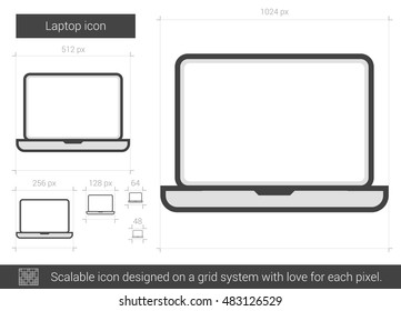 Laptop vector line icon isolated on white background. Laptop line icon for infographic, website or app. Scalable icon designed on a grid system.