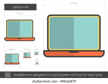 Laptop vector line icon isolated on white background. Laptop line icon for infographic, website or app. Scalable icon designed on a grid system.