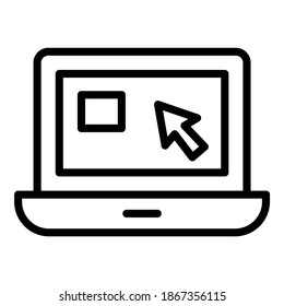 icono de línea vectorial portátil, icono de escuela y educación