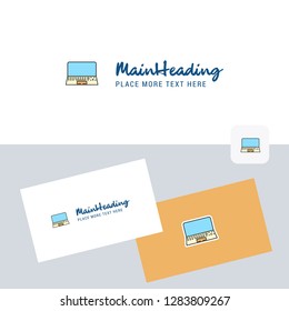 Laptop vector logotype with business card template. Elegant corporate identity. - Vector