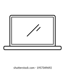 Laptop vector outline icon on white background. Simple vector illustration.