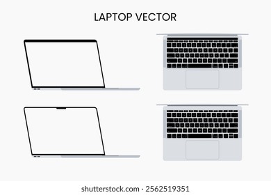 Laptop vector. Portable computer for work, school and home Modern laptop or book electronic.