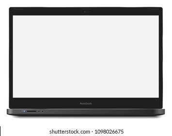 Laptop vector realistic ilustration with real size 15.6 inch 16:9 screen with 3840x2160 pixel resolution