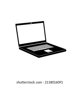 Laptop vector side view black color editable.