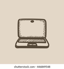 Laptop vector sketch icon isolated on background. Hand drawn Laptop icon. Laptop sketch icon for infographic, website or app.