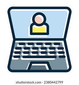 Laptop Vector Thick Line Filled Dark Colors Icons For Personal And Commercial Use.
