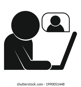 Icono de videollamada para portátiles. Ilustración simple del icono vectorial de videollamadas para portátiles para diseño web aislado en fondo blanco