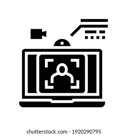 Laptop-Videokamera Gesicht id Glyph Symbol Vektor. Laptop-Videokamera-Gesichtsschild. isoliertes Kontursymbol