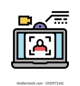 vector de icono de color de la cara de la cámara de vídeo portátil. señal de identificación de la cara de la cámara de vídeo portátil. ilustración de símbolo aislado