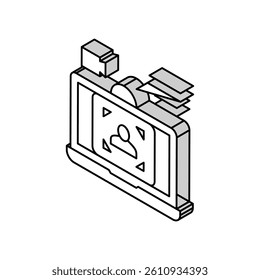 laptop video camera face id isometric icon vector. laptop video camera face id sign. isolated symbol illustration