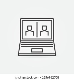 Icono de concepto de línea delgada vectorial de la conferencia de vídeo portátil o elemento de diseño