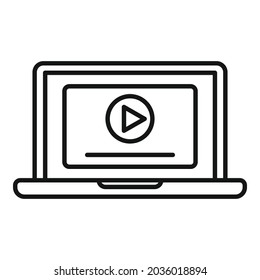 Laptop video editing icon outline vector. Screen camera. Film editor