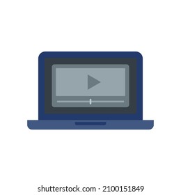 Laptop video lesson icon. Flat illustration of laptop video lesson vector icon isolated on white background