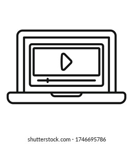 Laptop video lesson icon. Outline laptop video lesson vector icon for web design isolated on white background
