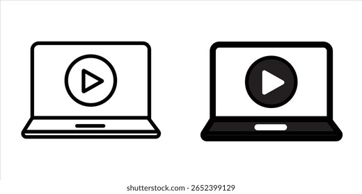 Laptop Video Player Streaming Education Icon