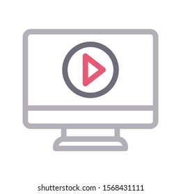 laptop video vector thin line icon 