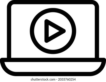 laptop video vector thin line icon