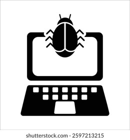 Laptop Virus Effect Icon Simple Vector Illustration