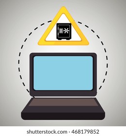 laptop virus safe symbol vector illustration graphic