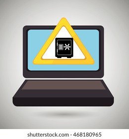 laptop virus safe symbol vector illustration graphic