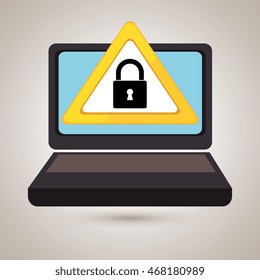 laptop virus safe symbol vector illustration graphic