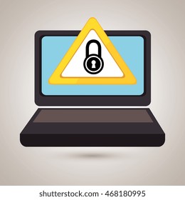 laptop virus safe symbol vector illustration graphic