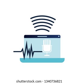 laptop with voice assistant icon