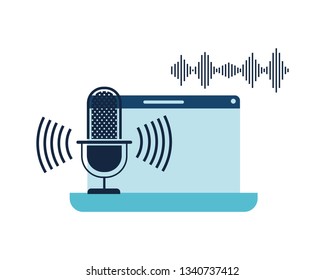 laptop with voice assistant icon